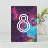 カラフルなギャラクシーウェディングテーブルナンバー 招待状 (スタンド正面)