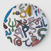 カラフルなギリシャ文字 ラージ壁時計 (正面)