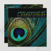 カラフルなクジャクの羽根 おしゃれな写真 パーティー招待状 招待状 (正面/裏面)