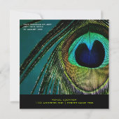 カラフルなクジャクの羽根 クラシックな写真 パーティー招待状 招待状 (裏面)