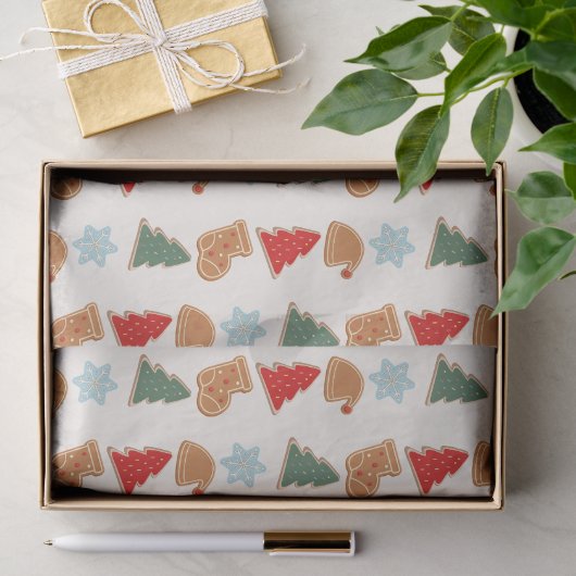 カラフルなクッキーのパターン クリスマス 薄葉紙 (ギフト)