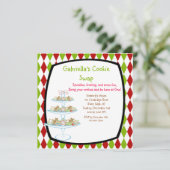 カラフルなクッキートレイのホリデー・クッキー交換招待状 (スタンド正面)