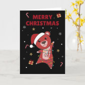 カラフルなクマたちがお贈りする メリークリスマス ウィンターアニマル ベア カード (黄色い花)