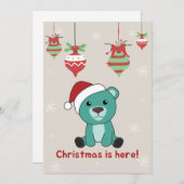 カラフルなクマたちがお贈りする メリークリスマス ウィンターアニマル ベア シーズンカード (正面/裏面)