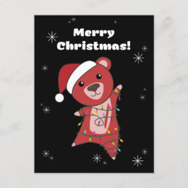 カラフルなクマたちがお贈りする メリークリスマス ウィンターアニマル ベア シーズンポストカード