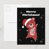 カラフルなクマたちがお贈りする メリークリスマス ウィンターアニマル ベア シーズンポストカード (正面/裏面)