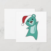 カラフルなクマたちがお贈りする メリークリスマス ウィンターアニマル ベア 招待状 (正面/裏面)