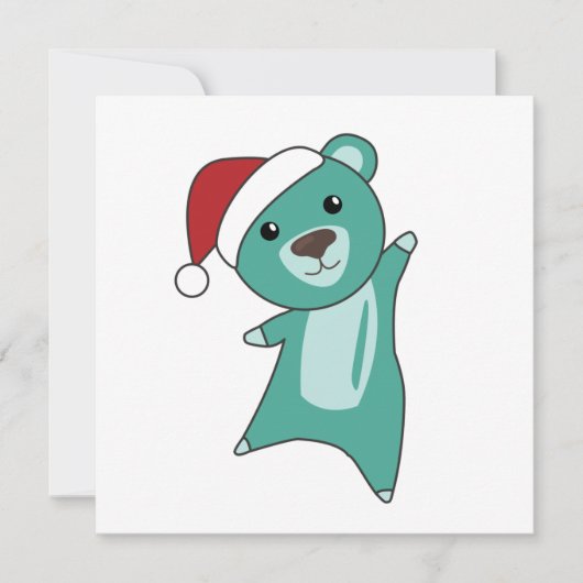 カラフルなクマたちがお贈りする メリークリスマス ウィンターアニマル ベア 招待状 (正面)