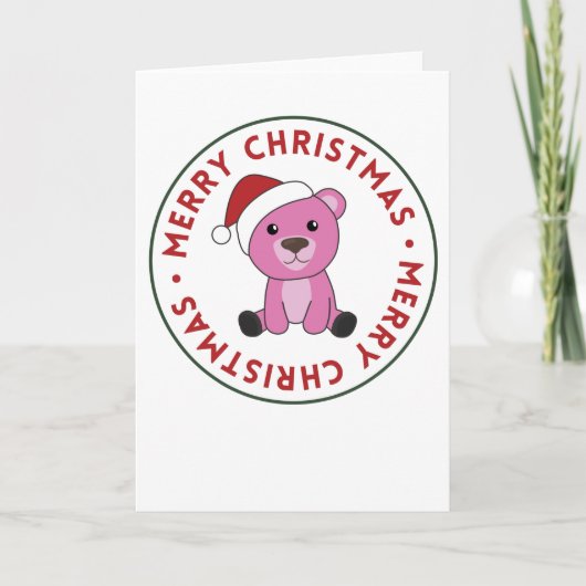 カラフルなクマのクリスマス冬の動物クマ シーズンカード (正面)