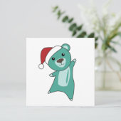 カラフルなクマのクリスマス冬の動物クマ 招待状 (スタンド正面)