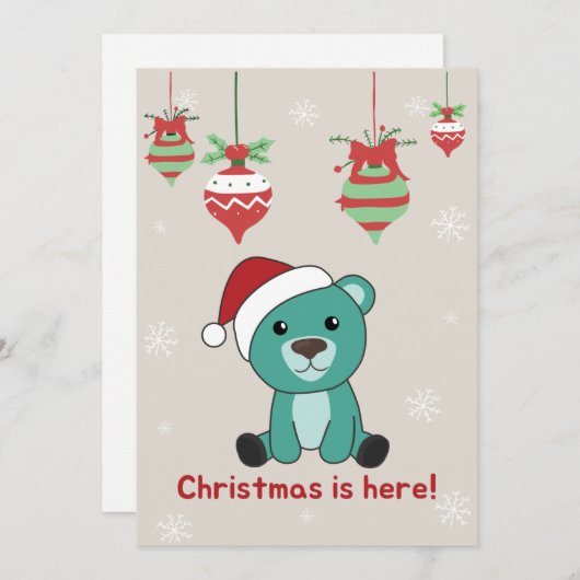 カラフルなクマのクリスマス 冬の動物 クマ シーズンカード (正面/裏面)