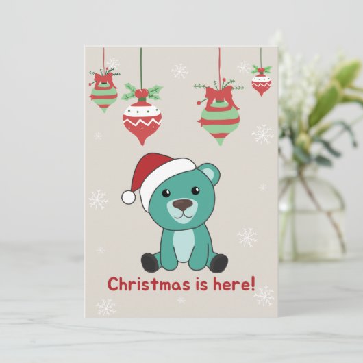 カラフルなクマのクリスマス 冬の動物 クマ シーズンカード (スタンド正面)