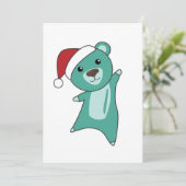 カラフルなクマのクリスマス　冬の動物　クマ シーズンカード (スタンド正面)