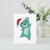 カラフルなクマのクリスマス 冬の動物 クマ シーズンポストカード (スタンド正面)