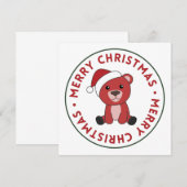カラフルなクマのクリスマス 冬の動物 クマ 招待状 (正面/裏面)