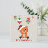 カラフルなクマのクリスマス 冬の動物 クマ 招待状 (スタンド正面)