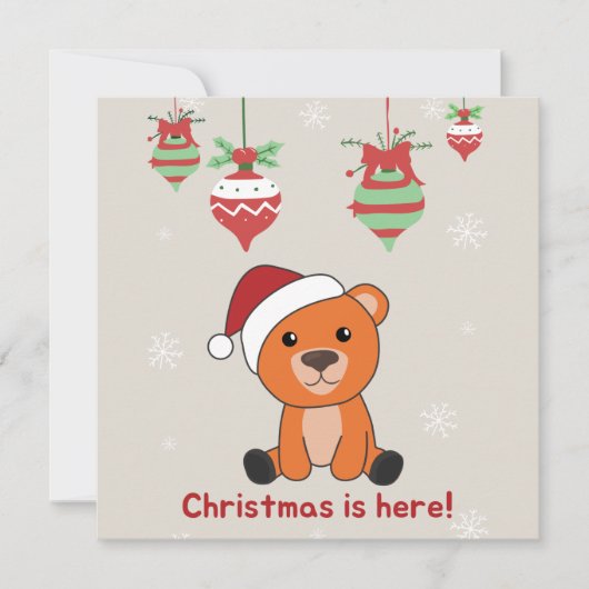 カラフルなクマのクリスマス 冬の動物 クマ 招待状 (正面)