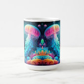 カラフルなクラゲとサンゴ礁 コーヒーマグカップ (中央)