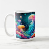 カラフルなクラゲとサンゴ礁 コーヒーマグカップ (左)