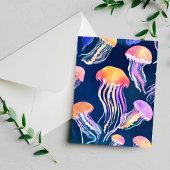 カラフルなクラゲ | 海の生き物水彩画 ポストカード