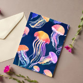 カラフルなクラゲ | 海の生き物水彩画 ポストカード