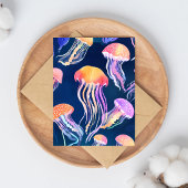 カラフルなクラゲ | 海の生き物水彩画 ポストカード