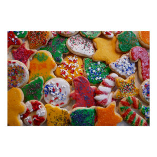 カラフルなクリスマスのお菓子作り ポスター