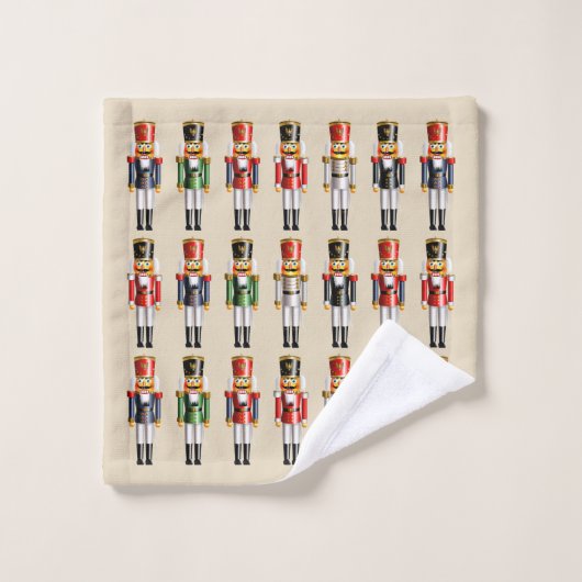 カラフルなクリスマスのくるみ割りのかわいい軍隊 バスタオルセット (ウォッシュタオル)