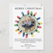 カラフルなクリスマスのイルミネーション フォト ファミリー シーズンカード (正面)