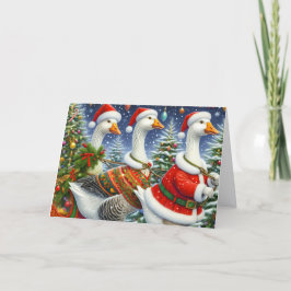 カラフルなクリスマスのガチョウ シーズンカード