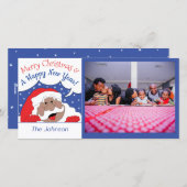 カラフルなクリスマスのサンタさんが言う シーズンカード (正面/裏面)