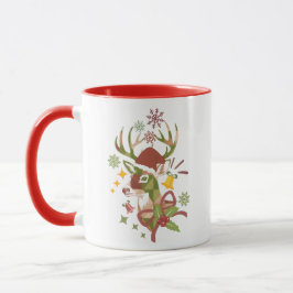 カラフルなクリスマスのシカのデザイン マグカップ