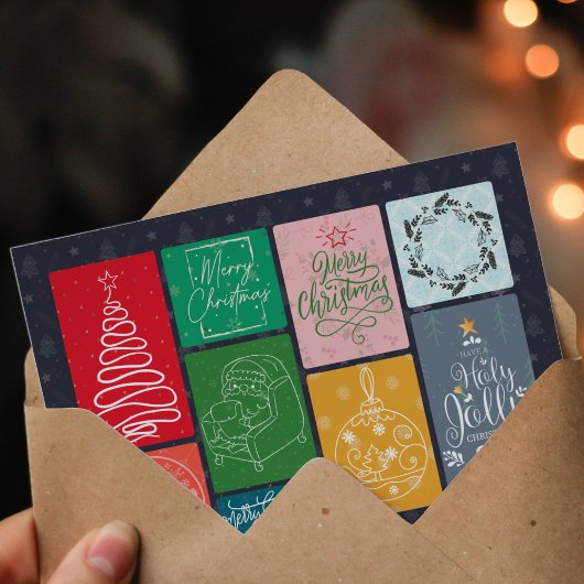 カラフルなクリスマスのポストカード シーズンカード