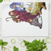 カラフルなクリスマスの出生場面 キッチンタオル (折り畳み)