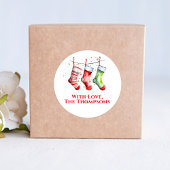 カラフルなクリスマスの水彩オーダー靴下 ラウンドシール