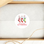 カラフルなクリスマスの水彩オーダー靴下 ラウンドシール