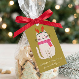 カラフルなクリスマスの猫 パーソナライズド ホリデー ギフトタグ