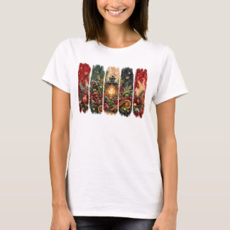 カラフルなクリスマスの筆致 Tシャツ