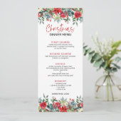 カラフルなクリスマスの花と冬の葉 招待状 (スタンド正面)