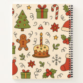カラフルなクリスマスの落書きパターン ノートブック (裏面)
