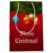 カラフルなクリスマスの装飾 ミディアムペーパーバッグ (正面)
