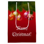 カラフルなクリスマスの装飾 ミディアムペーパーバッグ (裏面)