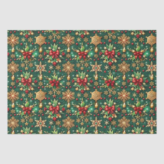 カラフルなクリスマスの雰囲気の華やかなパターン 薄葉紙 (正面)