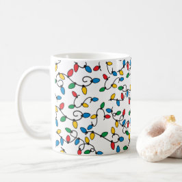 カラフルなクリスマスイルミネーションパターン 楽しいホリデームグ コーヒーマグカップ