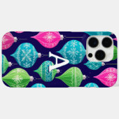 カラフルなクリスマスオーナメントのモノグラム入り Case-Mate iPhoneケース (裏面 (横))