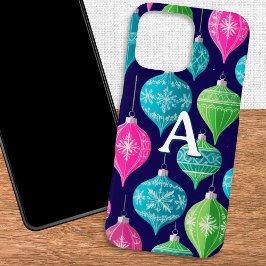 カラフルなクリスマスオーナメントのモノグラム入り iPhone 16 PRO MAXケース