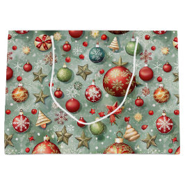 カラフルなクリスマスオーナメント ラージペーパーバッグ