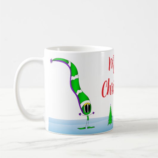 カラフルなクリスマスカートゥーン コーヒーマグカップ (左)