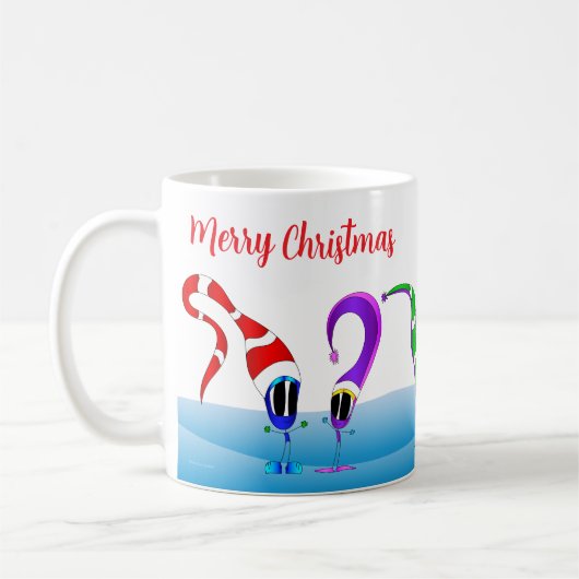 カラフルなクリスマスカートゥーン コーヒーマグカップ (左)