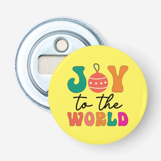 カラフルなクリスマスタイポグラフィの「Joy To The World」 栓抜き (正面)